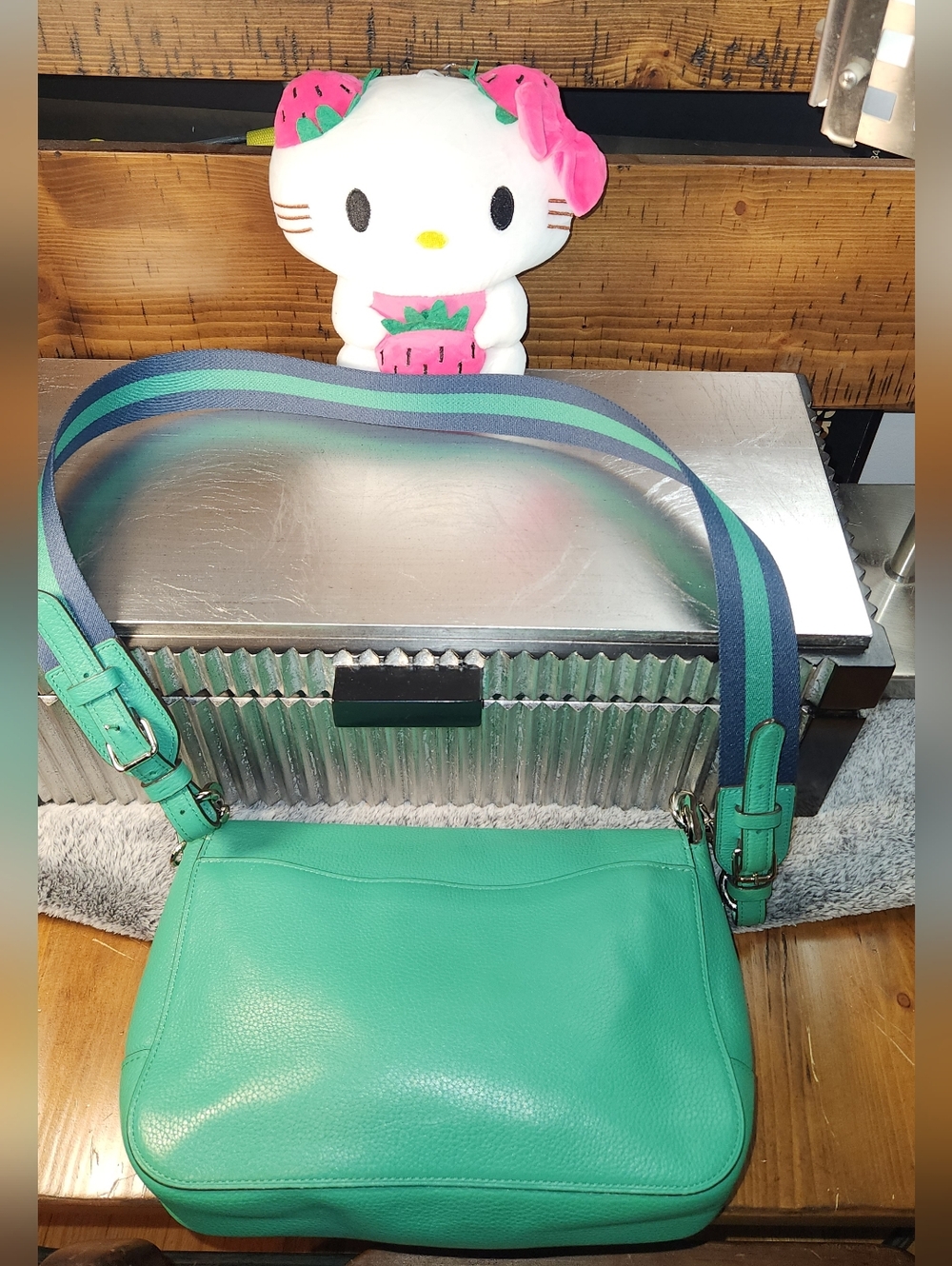 Green Crossbody Coach Bag with Horse & Carriage - Picture 7 of 17